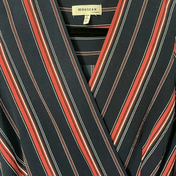 Monteau Los Angeles slit sleeve v neck midi dress size medium - Picture 4 of 8